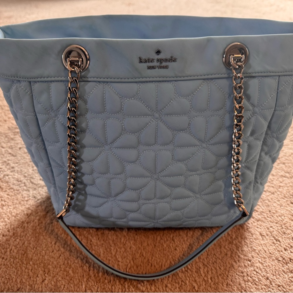 kate spade Light Blue Quilted Chain-Handle Tote - Picture 2 of 16